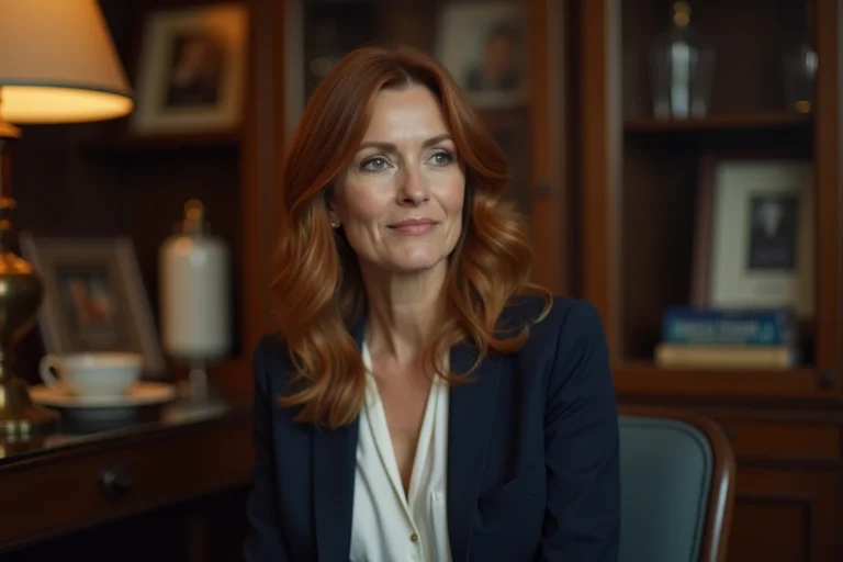 Actrice américaine dans une loge de théâtre hollywoodienne, portrait éditorial élégant