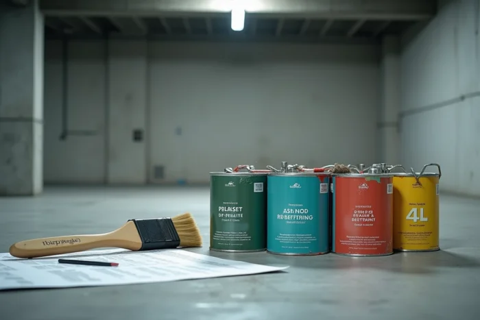 Comparatif de différents types de peintures pour marquage au sol de parking en pots ouverts sur béton