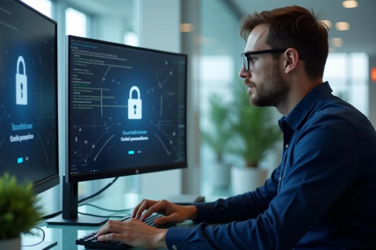 Professionnel IT configurant un système d'authentification sécurisée sur un portail académique en 2026